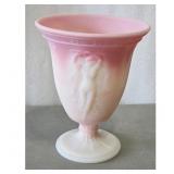 Fenton Pink Opalescent Glass Vase w/Dancing Woman