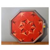 Octagonal Framed Puzzle with Geometric Red Design