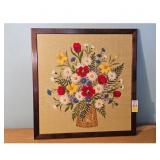 Framed Floral Embroidery Art