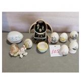 Collection of Decorative Easter Eggs and Figurines
