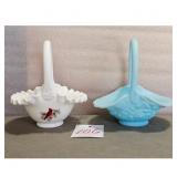 Vintage Fenton Milk Glass Baskets - White Cardinal