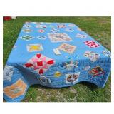 Vintage Handmade Blue Quilt with Assorted Blocks