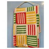 Handmade Crochet Blanket Afghan Patchwork Red Yell