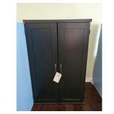 Black Storage Cabinet Double Door Shelves