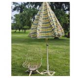 Patio Umbrella & MCM Wire Swivel Chair Set
