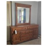 Solid Wood Dresser with Mirror Set