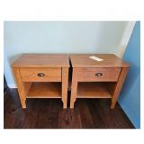 2 Brown Wooden,1-Drawer  Nightstands