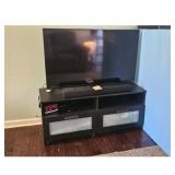 Black TV & TV Stand Media Console with Frosted Doo