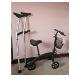 Medline Knee Scooter Walker  Crutches Set