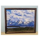 Framed Landscape Print Mountains Lake Decor