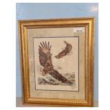 Framed Cross Stitch Eagles Artwork B. Doench 2005
