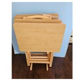 Wood Tone TV Tray Set 4