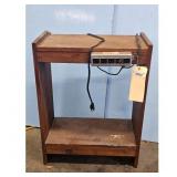 Wooden Side Table 4-Outlet Power Strip Natural Fin