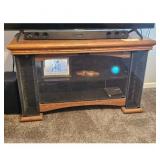 Oak TV Stand With Glass Doors