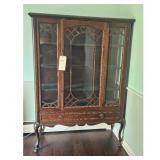 Antique Brown Glass Display Cabinet