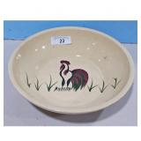 Pottery Serving Bowl marked USA w/Rooster Design