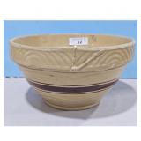 Yellow Ware Batter Bowl w/Brown Stripe