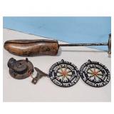 Brown Wooden Shoe Stretcher/ Novelty Trivet & Othe