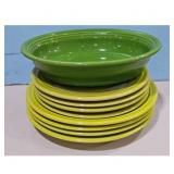 Fiesta Homer Laughlin Green Oval Bowl and Yellow P