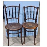 2 Dark Wood Vintage Bentwood Cafe Style Chairs