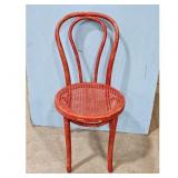 Vintage Red Bentwood Chair with Cane Seat