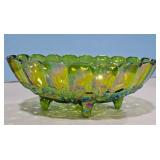 Carnival Glass Oval Footed Fruit Bowl