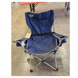 Blue Folding Camping Chair 2 Cup Holders