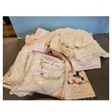 Floral Lace Linen Set White Blue Aprons