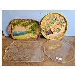 Tropical Fruit Floral Serving Tray Set