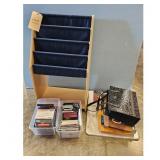 Natural Wood Navy Blue Magazine Rack  Office Suppl