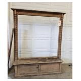 Antique Wood Hall Seat-Mrror missing