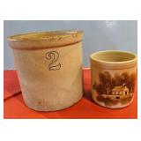 2 GallonStoneware Crock & smaller one