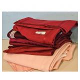 Red Pink Linen Set Tablecloths Napkins