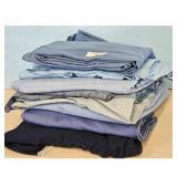 Blue Linen Sheets Set Lace Trim