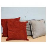 Red Gray Throw Pillow Set Set of 4