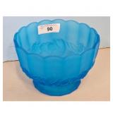 Blue Satin Frosted Footed Centerpiece Bowl