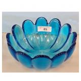 MCM Blue Lotus or Petal Glass Bowl