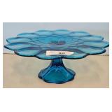 Blue Floral Glass Cake Stand