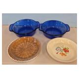 Cobalt Blue Glass/Pie Plates/Fluted Tart Dish