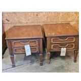 Brown Wooden End Tables Set