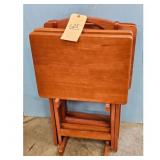 Brown Wooden TV Tray Set wStand
