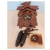 German Cuckoo Clock Wood Brown Leaf