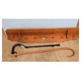 Wooden Shelf/Walking Canes Set
