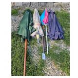 Patio Umbrella Set Floral Green Blue Purple