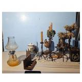 Farmhouse Decor Set/ Amber Lamp /Ceramic Canister