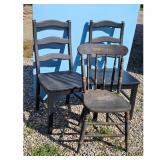 3-Black Wooden Chairs --Hitchcock Style w/Stencili