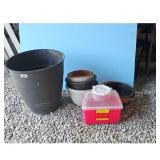 Assorted Planter Pots and Sharps Container