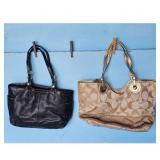 Coach Black & Tan Signature Tote Set Womens