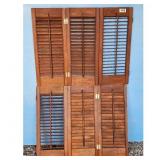 2 Folding Louvered Shutters Set Brown Wood