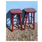 Red Wooden CounterStools Set
